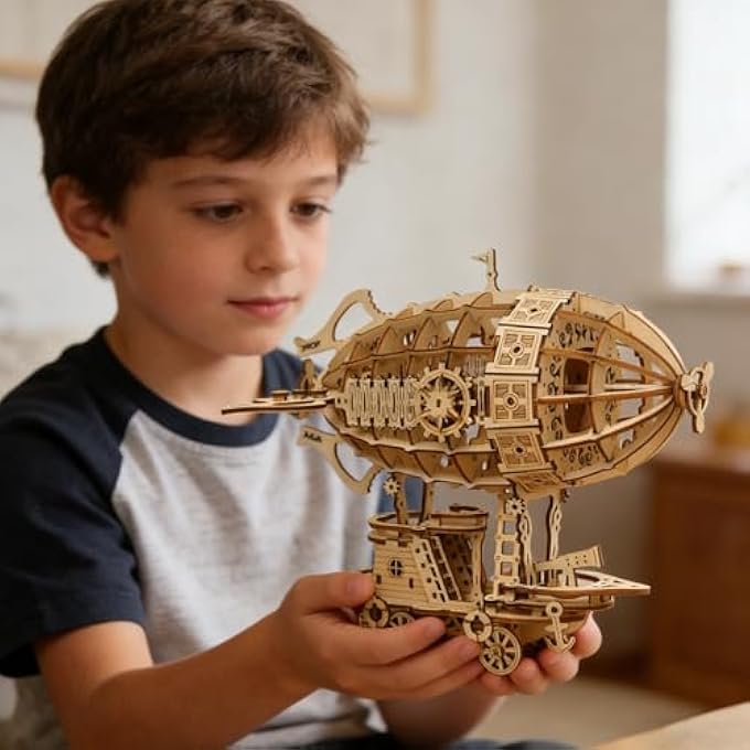 3D WOODEN MODEL KITS FOR ADULT,MECHANICAL MODEL ASSEMBLY PUZZLE,WOODEN PUZZLE，IDEAL CHRISTMAS AND NEW YEAR GIFTS - GORGEOUS HOME DECOR（AIRSHIP） - Image 3